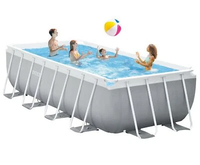 INTEX 16' x 8' x 42" Rectangular Above Ground Swimming Pool with Ladder Filter Cover