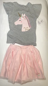 Carter's unicorn grey shirt with pink skirt.  New with Tags - Kids size 6/6x. - Picture 1 of 9