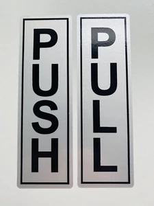push and pull sticker door signs Matt silver effect Vinyl decal 14 X 4.5 Cm - Picture 1 of 1