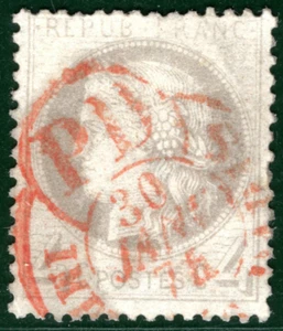 FRANCE Classic Stamp Scott.52 4c Grey CERES Used SUPERB RED 1875 CDS SGREEN64 - Picture 1 of 6