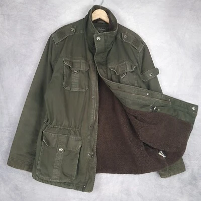 LL Bean Military Barn Jacket Mens Large Green Sherpa Lined Field Coat Chore - Image 1 of 4