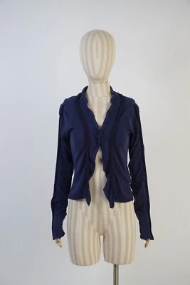 Cárdigan Boho Marithe Francois Girbaud Tejido Frente Abierto Manga Larga Azul Marino Talla 2 Foto 1 de 4