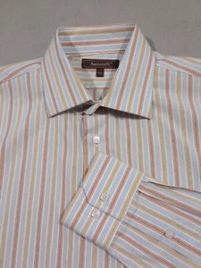 Santorelli Mens Multicolor Striped Cotton Button Up Dress Shirt  16 XL - Picture 1 of 11