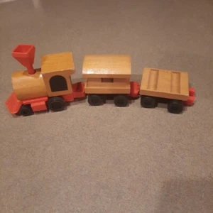 1972 Mattel Motor Putt-Putt Railroad Train Set parts 3 piece wooden Toy Train - Picture 1 of 4