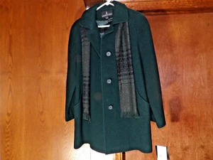 London Fog Women's Wool Pea Coat Spruce Winter Coat With Scarf 6 petite NW Tag - Picture 1 of 7