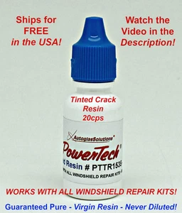 PowerTech Tinted Auto Glass Windshield Rock Chip Crack UV Repair Resin .5oz 15ml - Picture 1 of 3