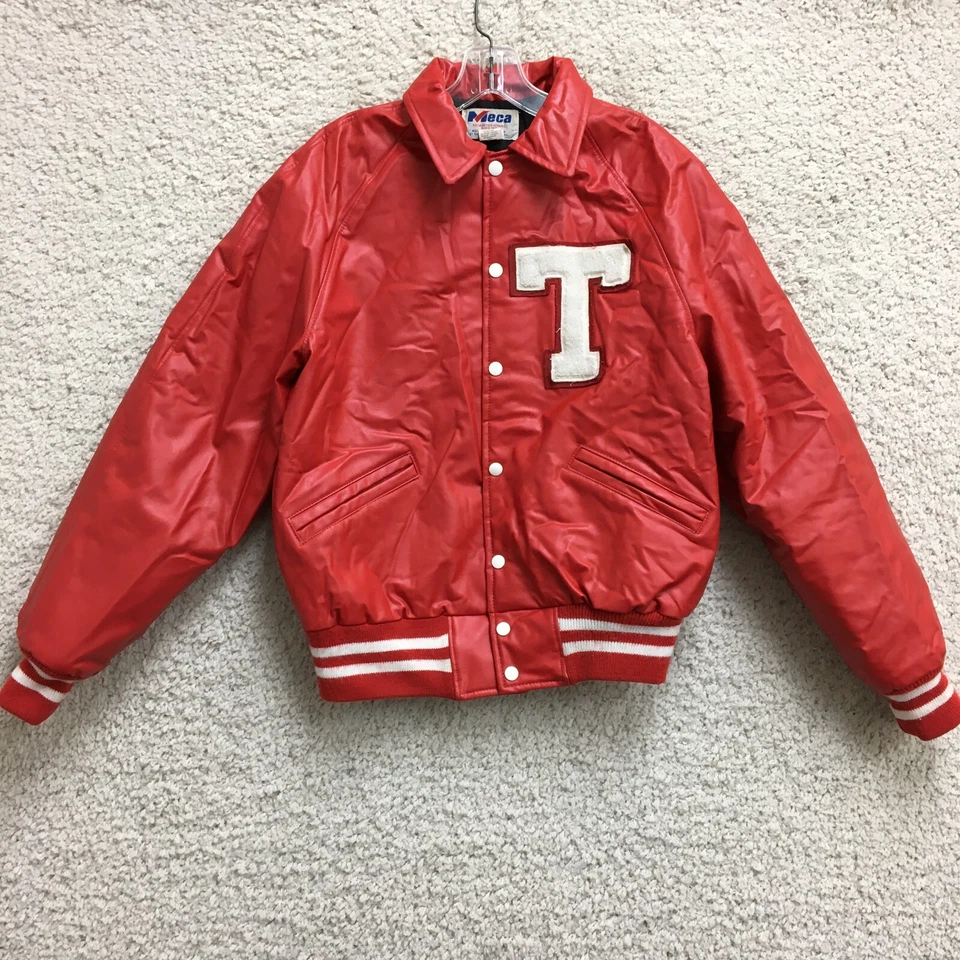 Texas Rangers Meca Jacket Medium Red Leather Bomber Varsity Letterman MLB Mens - Image 1 of 4
