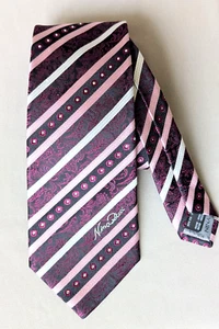 NWOT Nina Ricci 100% Silk Tie Paisley Rhinestones Stripes - Bild 1 von 7