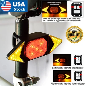 USA Intelligent Bike Turn Signal Warning Light Wireless Remote Control Rear Lamp - Picture 1 of 12