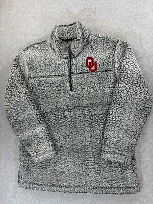 Oklahoma Sooners Campus Sherpa 1/4 Zip Pullover (Women's XL) Gray - Image 1 of 4