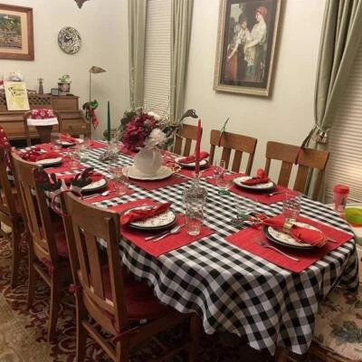 PREMIER Oval Tablecloth, Checkered Tablecloth, All Sizes and Any Custom Table Cloth Size