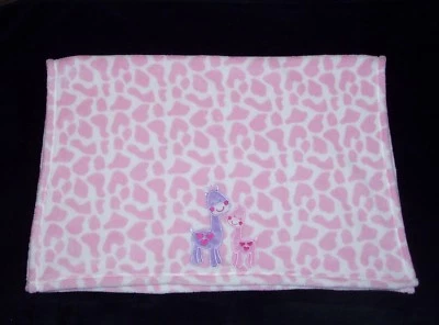 Manta Baby Starters Rosa Púrpura 2 Jirafas Corazones Rojos Seguridad Lovey 30x40" Foto 1 de 2