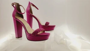 Jessica Simpson Peomi Fuchsia Platform Sandals Braided Ankle Strap Heels Size 10 - Picture 1 of 17