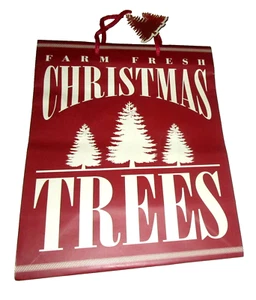 "BOLSAS DE REGALO DE NAVIDAD ~10"" x 12"" x 5.5"" ~ Papel ~ GRANJA ÁRBOLES DE NAVIDAD FRESCOS - Imagen 1 de 1