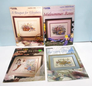 Vintage Paula Vaughan Cross Stitch Charts Florals Bridal Design Lot of 4 - Picture 1 of 7