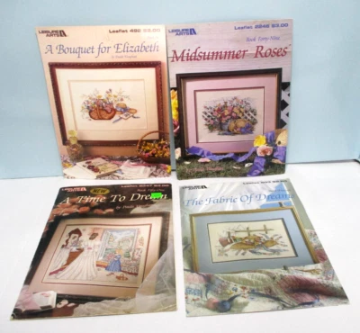 Vintage Paula Vaughan Cross Stitch Charts Florals Bridal Design Lot of 4 - Image 1 of 4