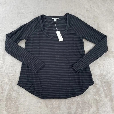 James Perse Flare T Shirt Women 1 Small Black Striped Long Sleeve NWT $115 - Image 1 of 4