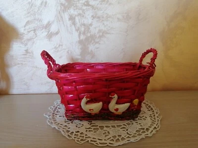 Cestino intrecciato per Pasqua colore rosso - Immagine 1 di 4