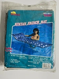 1994 Vintage Sunco Inflatable Suntan French Mat Silver Tanning Tool 76x28" (2) - Picture 1 of 4