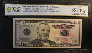 PCGS Gem UNC 65 PPQ 2004 $50 Chicago Star Note Federal Reserve Note - Picture 1 of 2