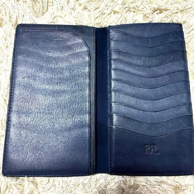 RRL RALPH LAUREN CARTERA LARGA DE CUERO HOMBRE COLOR AZUL MARINO USADA Foto 1 de 4