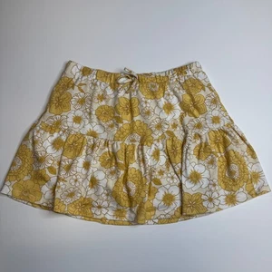 BTWEEN Girls Sz 14 Casual Wear Yellow Floral Elastic Waist Stretchy Tiered Skort - Picture 1 of 6