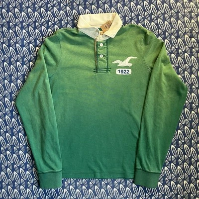 De Colección Y2K Hollister Grande Para Hombre Manga Larga Polo Rugby Camisa Verde Desteñida al Sol Nueva Con Etiquetas Foto 1 de 4