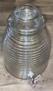 2.5 Gallon Glass Beehive Beverage Dispenser W Lid 14x10x5.5” Thick Glass Vtg EUC - Picture 1 of 10