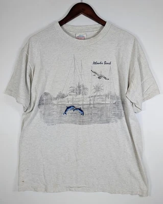 Camisa De Colección Atlantic Beach NC Bordada Delfín Grande Puntada Única De Colección Años 90 Foto 1 de 4