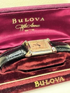 BULOVA 14K Gold Filled *BOXED* Vintage 1950’s Men’s Manual Tank Watch - 7AK - Picture 1 of 12