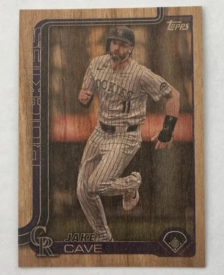 2025 Topps Jake Cave Wood Grain Insert SP #d /25 Case Hit #256 Rockies - Image 1 of 4