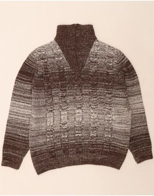 MONTECHIARO Mens Zip Neck Jumper Sweater IT 56 XL Brown Flecked Wool DO51 - Image 1 of 3