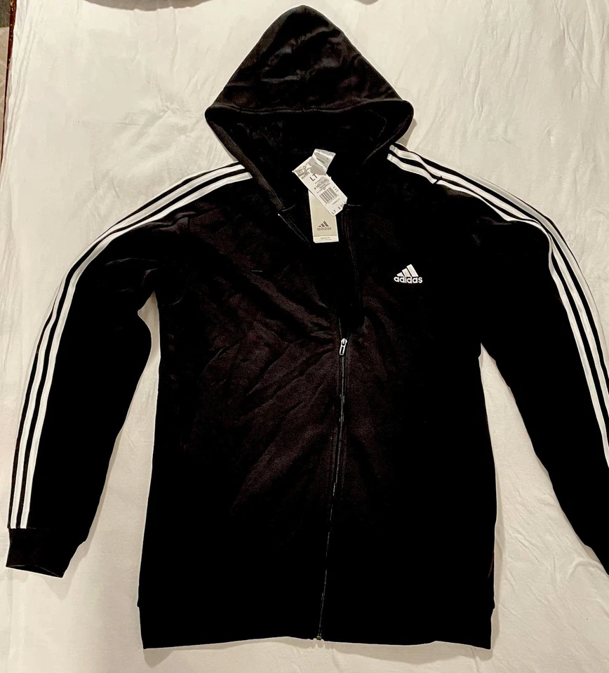 Jaqueta Adidas Warm-Up Masculina Extra Grande Alta 3 Listras Track Zip Preta/Branca - Imagem 1 de 4