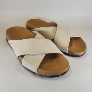 Rothy's The Weekend Damen-Pantoletten Größe 7,5 hafercremefarbene Hanf-Sandalen bequeme flache Schuhe - Bild 1 von 13