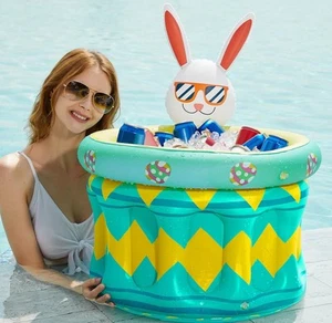 Inflatable Pool Party Cooler Easter Bunny Ice Bucket Drink Cooler Outdoor - Picture 1 of 5