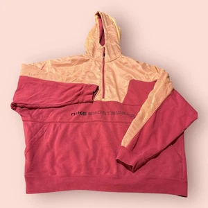 Nike Sportswear Felpa con Cappuccio Donna Grande Rosa Oversize Manica Lunga 1/4 Zip Pullover - Foto 1 di 10