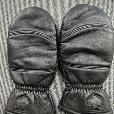 Mitones de cuero real Hestra para hombre talla 6 forrados negros Foto 1 de 4