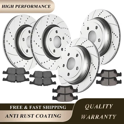 Kits de pastillas de freno discos rotores ranurados delanteros traseros para Grand Cherokee Dodge Durango Foto 1 de 4