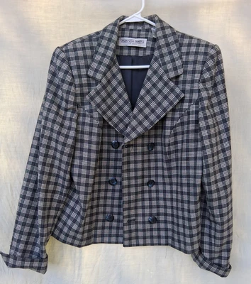 Chaqueta Blazer Amanda Smith Lana Pura Negra Blanca A Cuadros Mujer 14 Preppy Retro Foto 1 de 4