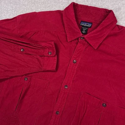 Camisa De Pana Patagonia De Colección Para Hombres XL Roja Pincord Manga Larga Abotonada Foto 1 de 4