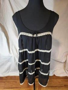 Vtge Oscar De La Renta Pink Label Tiered Black White Lace Baby Doll Teddy - Picture 1 of 6