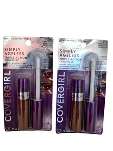 2x CoverGirl SIMPLY AGELESS Triple Action Concealer w COOLING WAND #390 ESPRESSO - Picture 1 of 24
