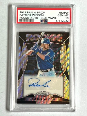 2019 Panini Prizm PATRICK WISDOM Auto Blue Wave #40/60 PSA 10 GEM MINT! RC Cubs - Image 1 of 2
