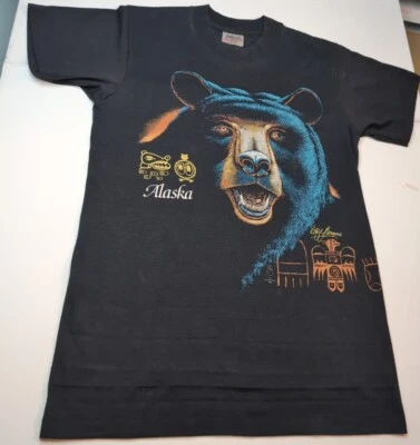 Camiseta De Colección Años 80 Oso Negro Alaska Puntada Única Doble Cara Gráfica Talla M S9 Foto 1 de 4