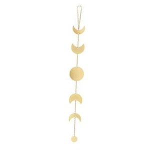  Moon Phase Wall Hanging Metal Boho Home Decor Vertical Chic Moon Garland Gold - Picture 1 of 7