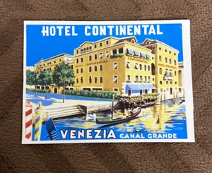 Hotel Continental Venezia ๐ฎ๐น Canal Grande Luggage Label /Sticker REPRODUCTION - Picture 1 of 4
