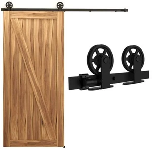 Top Mount MediumSliding Barn Door Hardware Rail Kit for Single/Double Wood Doors - Picture 1 of 7