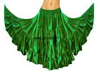 Casual Wear Satin Women Belly Dance Green 25 Yard 4 Tier Skirt Tribal Dance S4