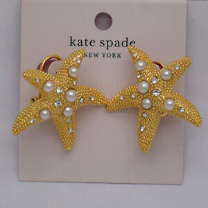 Kate Spade HUGE HEAVY Pearl CZ Sea Star Starfish Statement Studs Earrings RV$78