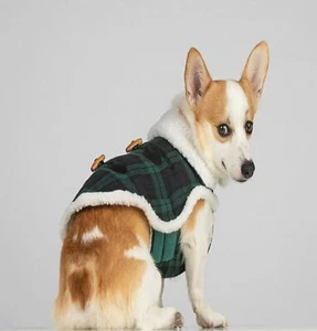 Abrigo para perro forrado de sherpa a cuadros verdes y azules abeja y sauce hogar - Imagen 1 de 1